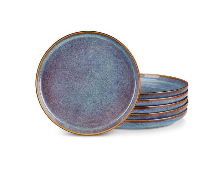LuxusKollektion Teller-Set Speiseteller 6er 26cm Steingut Speiseteller 6er Set Lavendelblau