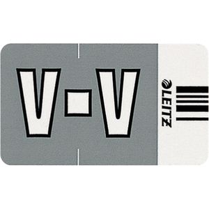 Leitz Buchstabensignale Orgacolor, 6631, Buchstabe V, grau, selbstklebend, mit Strichcode, 250 Stück
