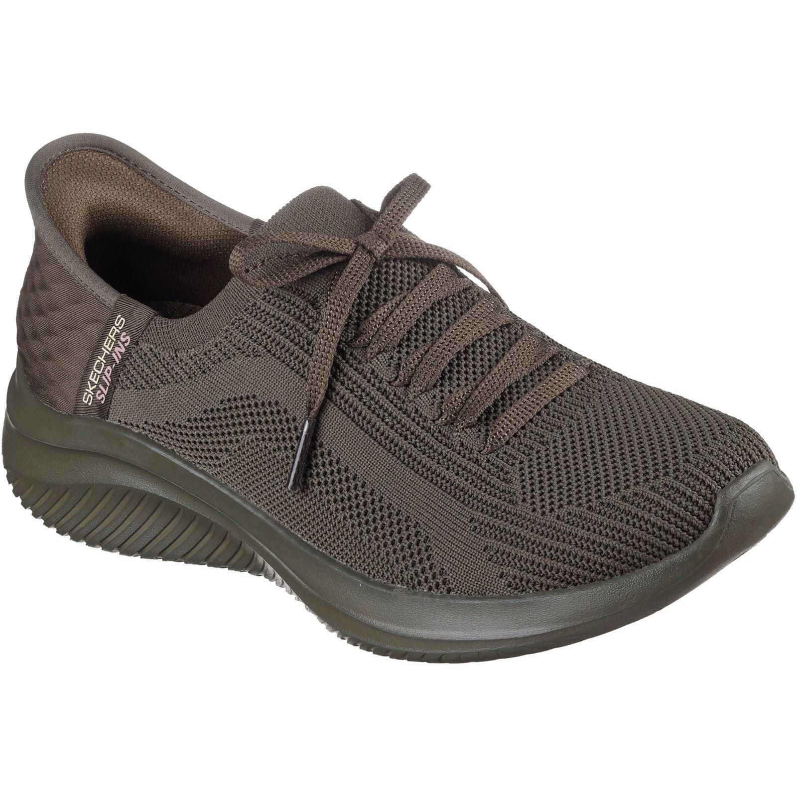Skechers Ultra Flex 3.0 Pure Color Damen-oliven-sneaker Aus Textil