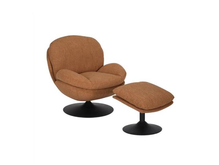 Fauteuil Isobel en tissu lin orange cuivre - Livin24 - Relaxation - Scandinave - Moderne