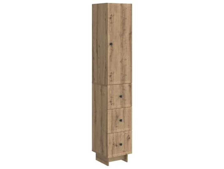 PUGYNBK Schrank-Set, 2 Stück, Eiche, Artisan, technisches Holz Aufbewahrung mit Schubladen und Regalen, wetterfest, für den Innen- und Außenbereich, einfache Reinigung