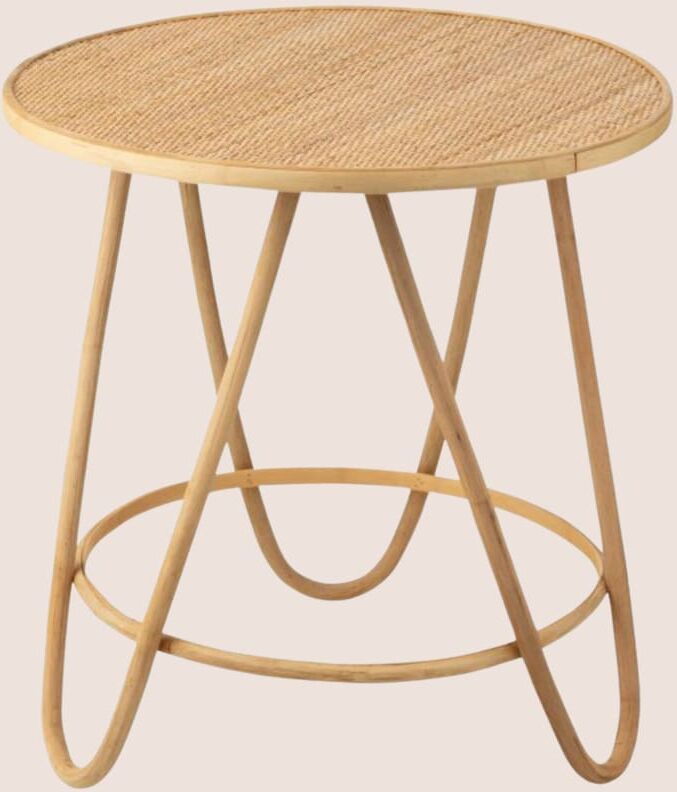 Hellin Table basse ronde en rotin d60 Marron 60x64x60cm
