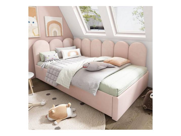 LuxusKollektion Polsterbett Polsterbett Daybett 90x200cm Ausziehbett Rosa Samt