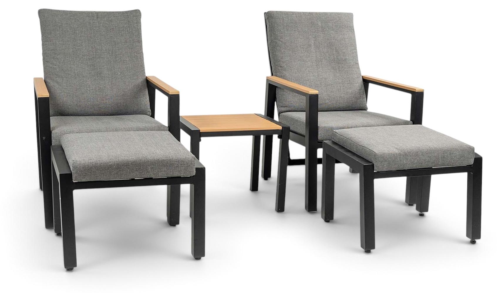 Duo Lounge-Set Coda | Aluminium | Charcoal | Lesli Living | 2er Set