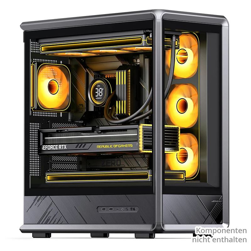 Jonsbo D401 PC-Gehäuse, Midi Tower, ATX, Tempered Glass - schwarz