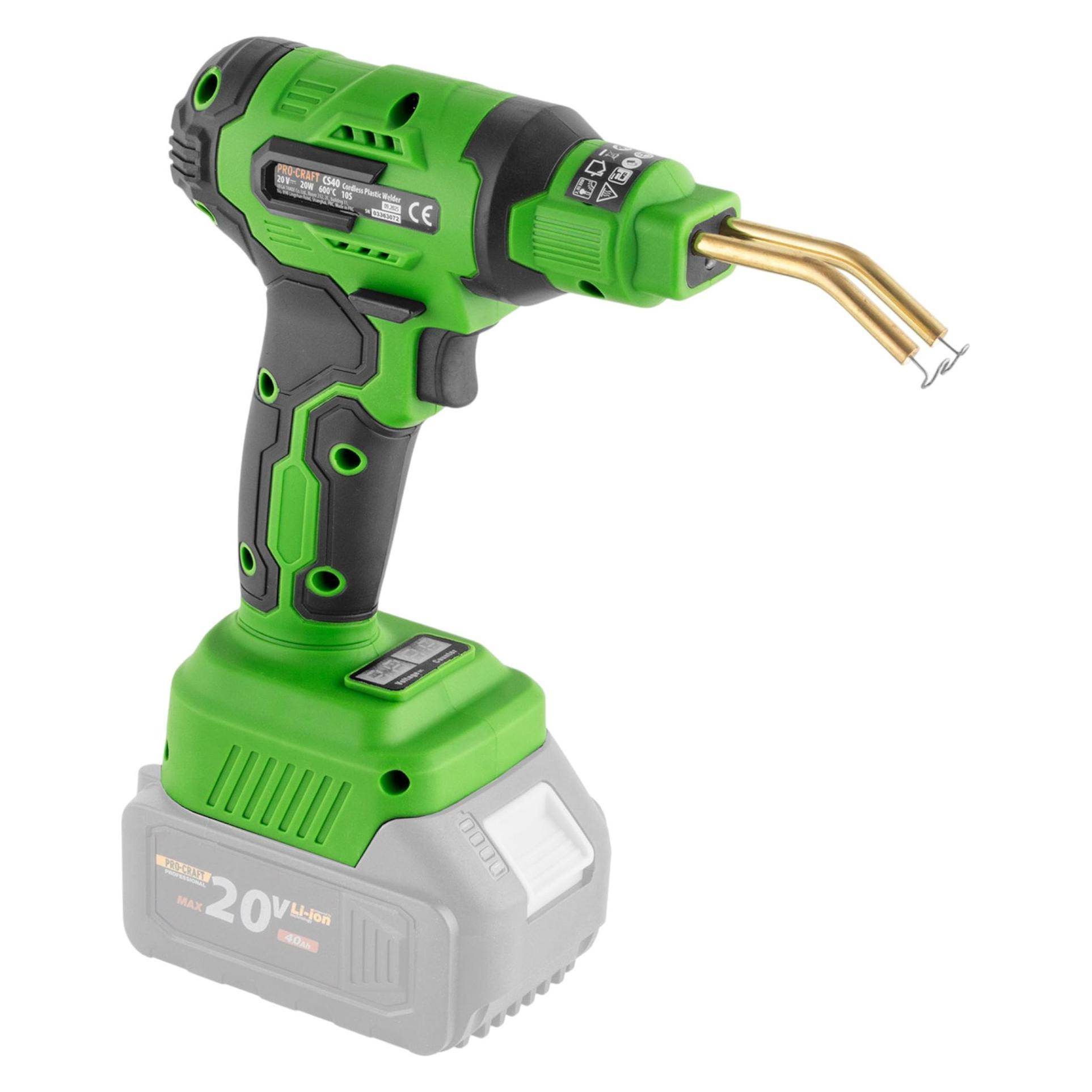 Procraft CS40-bb Akku Kunststoffschweissgerät 20 V 600 °C 0,7 - 1,1 A + 1x Akku 2,0 Ah + Koffer - (CS40-bb)