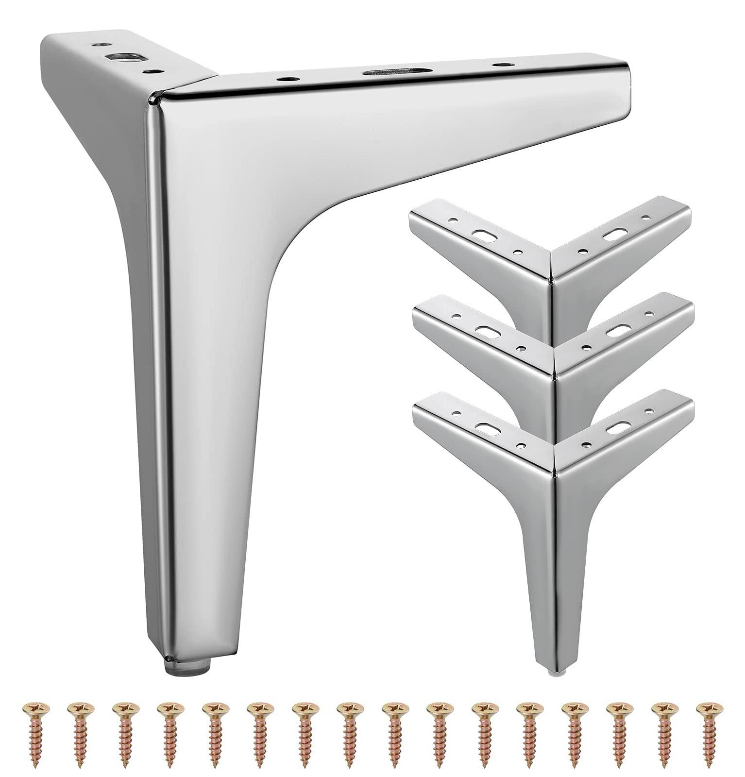 Set van 4 driehoekige metalen meubelpoten van 15 cm