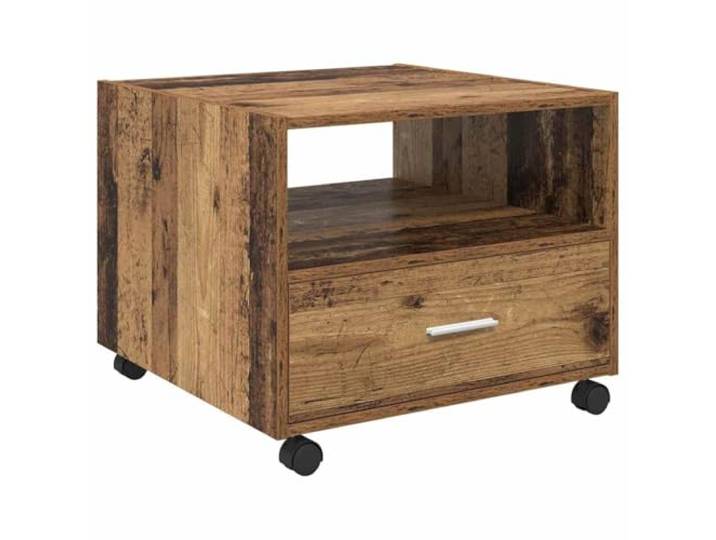Couchtisch Altholz 55 x 55 x 45 cm Engineering Holz Modernes Design, einfache Konstruktion, Regale aus Platte, Holzwerkstoff, kompakte Abmessungen, Montage in zwei Personen