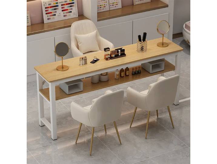 Table à ongles moderne avec tiroirs, style crème de luxe, rangement créatif, bureau à ongles minimaliste, meuble de salon créatif