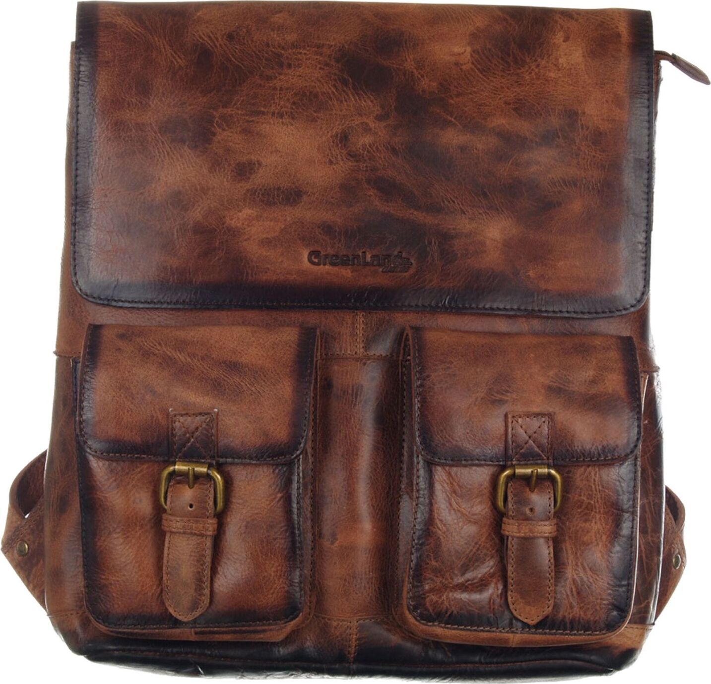 GreenLand Nature Leder Freizeitrucksack Rucksack MASCU & LINE Backpack Brown braun