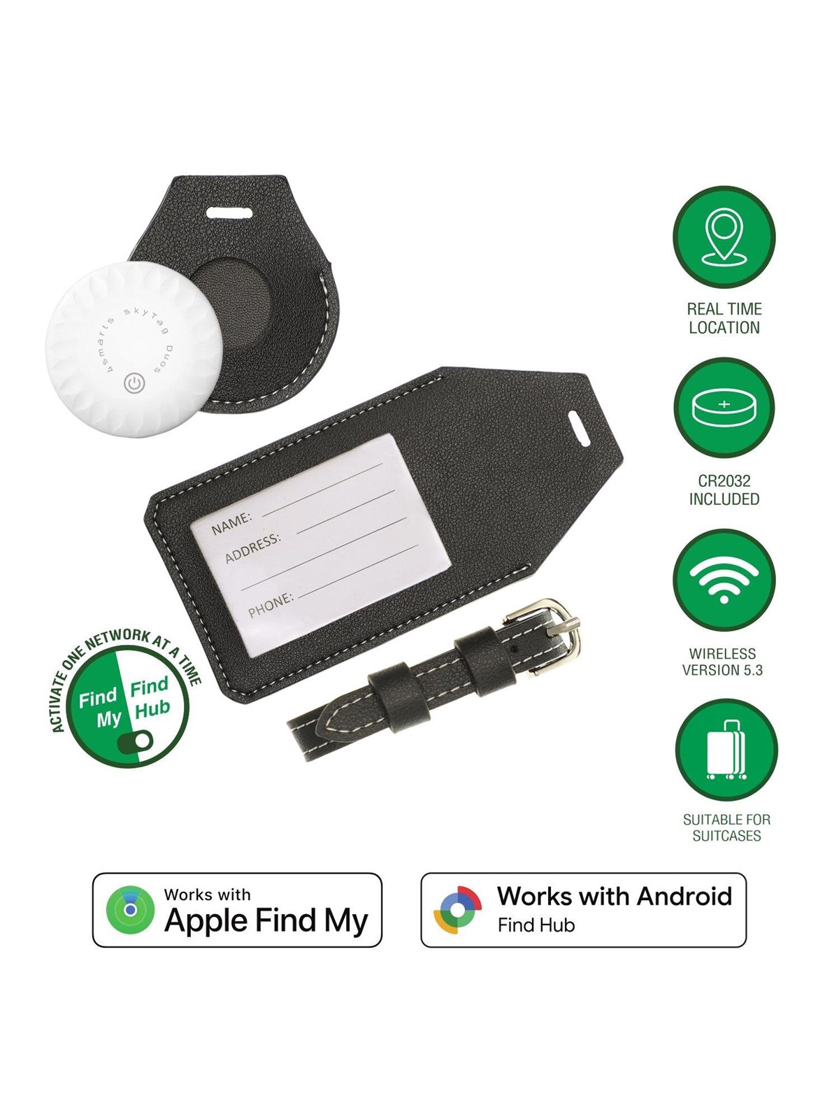 4smarts Location finder SkyTag Duos with luggage tag - Black