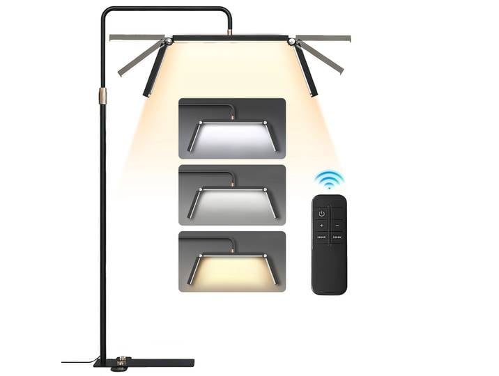 Lampe de sol pliable LED Moon Lamp 40W 3200K-5600K, luminosité réglable avec support pour vlog de bureau