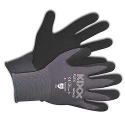 KIXX Flex Handschuhe für die Gartenarbeit - Grau/Schwarz - Größe 8
