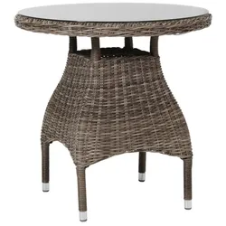 Gartencouchtisch Ninja aus Kunst-Rattan und Glas, klassisch rund, natur, Ø 70 cm, Outdoor