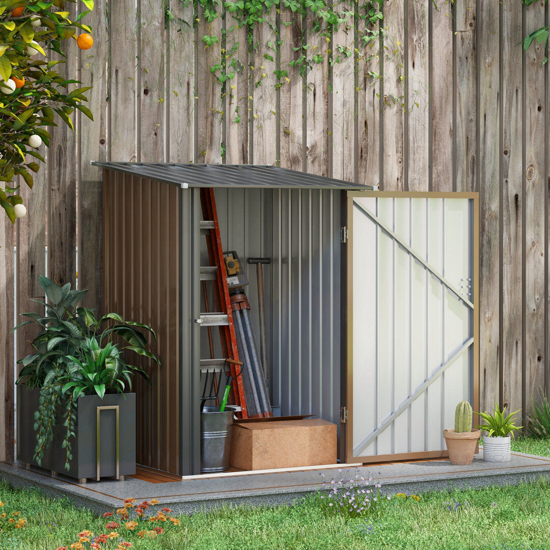 Outsunny Camiren 3.3ft x 3.4ft Storage Shed Steel Garden Shed w/ Lockable Door Brown;Gray 100cm W X 103cm D X 160cm H