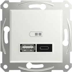 Schneider Electric, Steckdose, USB-Steckdose Asfora Weiss (glänzend) EPH2770421D