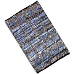 Bestlivings Teppich Läufer Matte Unterlage Vorleger Fußabtreter, breite Auswahl an modernen Fleckerl- und Baumwollteppichen (90x150cm / Jeans Square)
