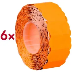METO Preisetiketten 6 Rollen leuchtorange 22,0 x 12,0 mm