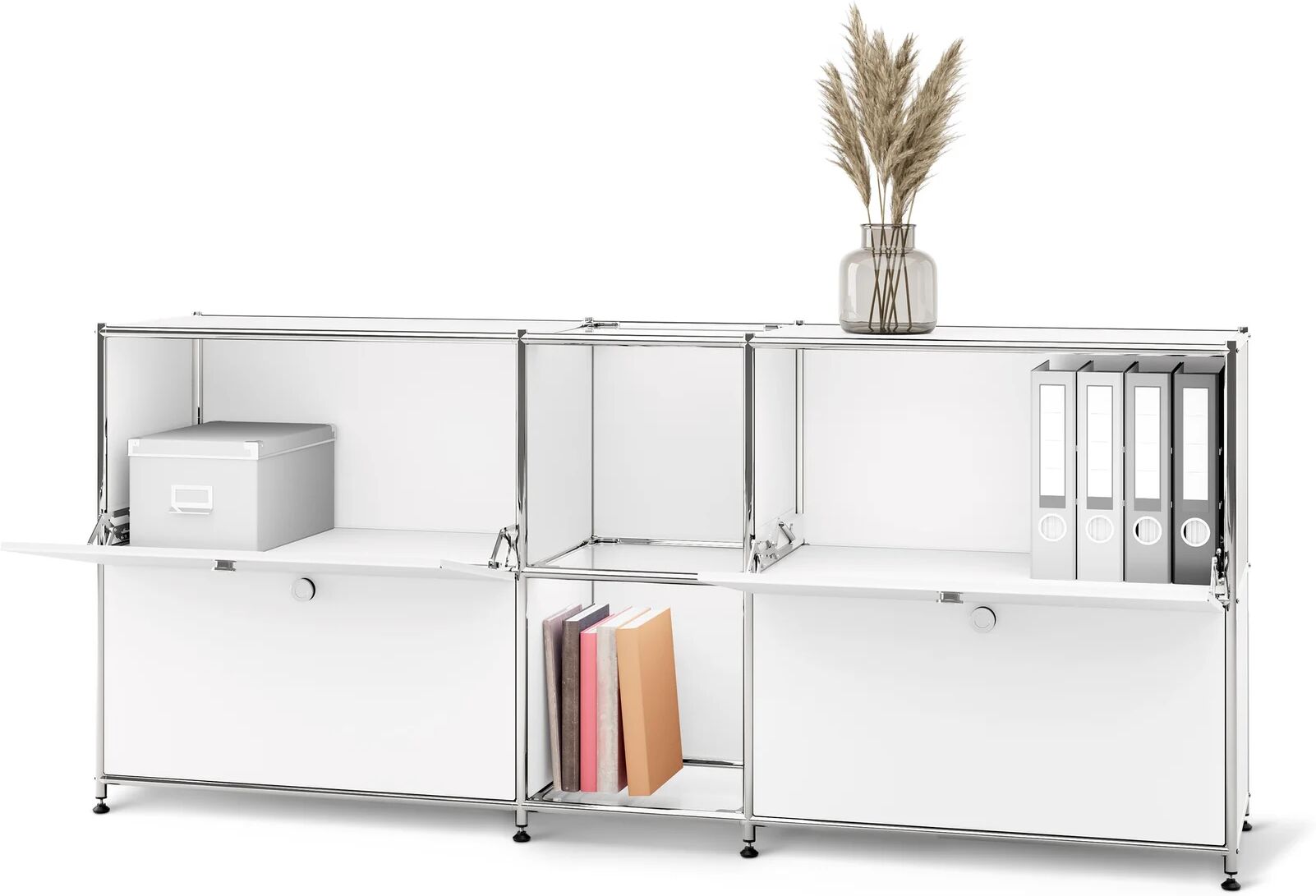 Tchibo - Sideboard Metall »Cn3« mit 4 Klappenfächern - 190x40x82,5cm - weiss -