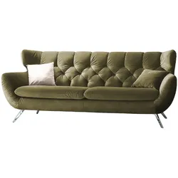 KAWOLA Sofa CHARME 2-Sitzer Velvet oliv