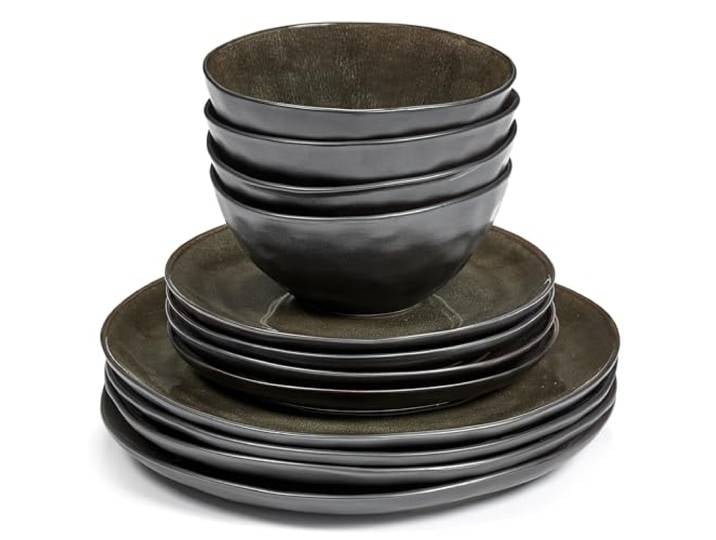 Serax 12-teiliges Tafelservice Grey Pure 4x Teller M 4x Teller S 4x Schüssel L Pascale Naessens Keramikservice Schlichtes zeitloses Geschirr