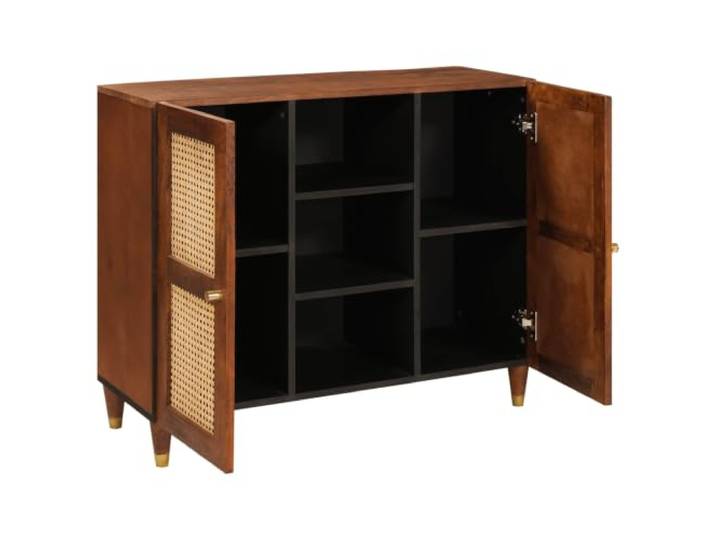 KPOTUERTU Sideboard Braun 90 x 33,5 x 75 cm Massivholz Mango Massivholz Mango, rechteckiges Design, Regalböden, Wohnzimmer, Essbereich, Wandbefestigung, Aufbewahrung