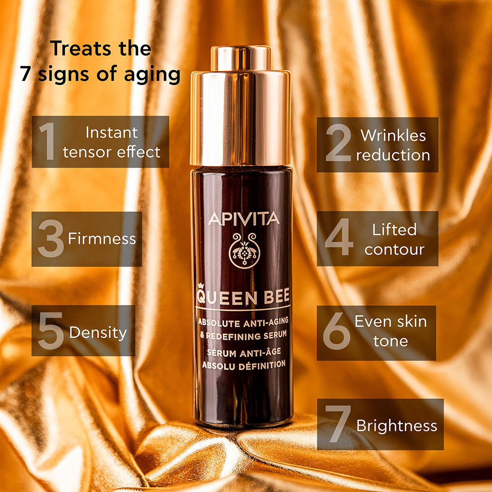 Apivita Queen Bee Absolute ANTI-AGE Redensify Serum à la gelée royale, propolis et miel 30 ml
