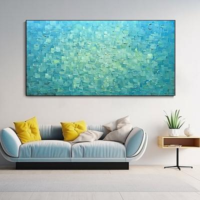 Ölgemälde handgefertigt 3D stark strukturiertes Ölgemälde handgefertigt abstrakte große Kunst blaues Wasser Reflexion Gemälde handgemalt Galerie Kunst Gemälde auf Leinwand Wandgemälde für Wohnzimmer