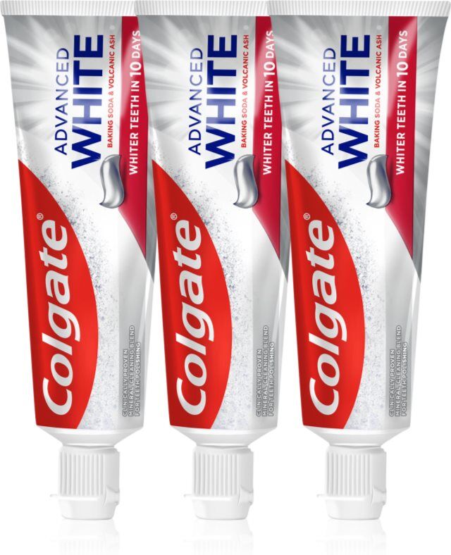 Colgate Advanced White Volcanic Ash and Baking Soda dentifrice naturel 3x75 ml
