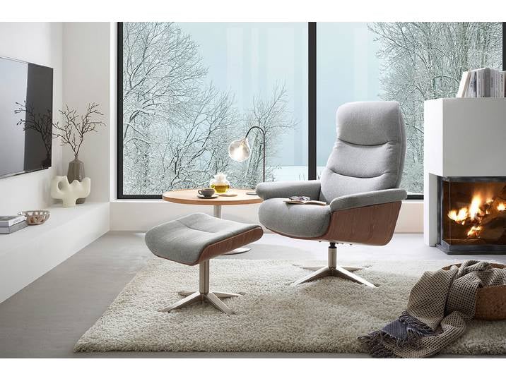 Table basse plaquée Lattac Ø 60cm Argenté/Bois/Marron