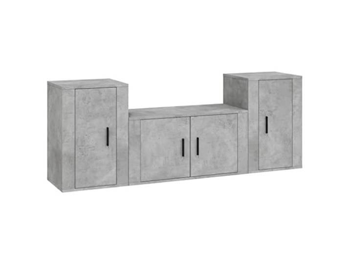 Makastle 3-TLG. TV-Schrank-Set Betongrau Holzwerkstoff