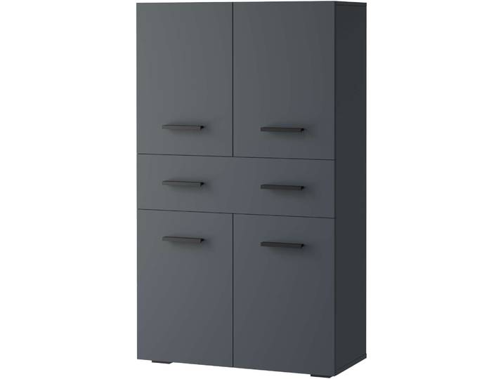 Midischrank WELLTIME Skara , grau (anthrazit), B:76cm H:130cm T:35cm, Holzwerkstoff, Schränke, Midischrank, mit zwei variablen Einlegeböden