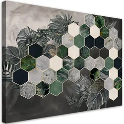 WANDBILD monstera sechseckblätter