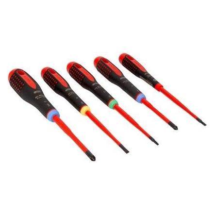 Bahco Ergo 1000V slimblade skruetraekkersaet med 5 dele. LK, PZ og Torx 10 (Schlitz) (7314150470785)