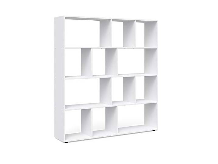 Vicco Raumteiler Pilar, Weiß, 131.6 x 143 cm zur flexiblen Raumaufteilung und Aufbewahrung von Büchern