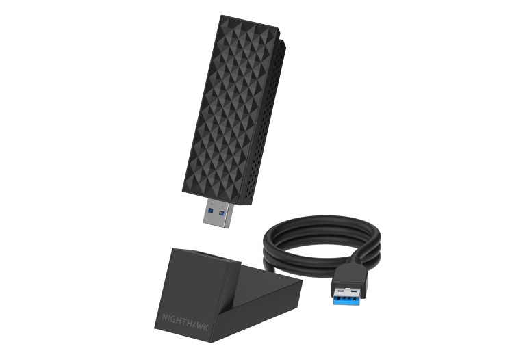 NETGEAR Nighthawk WiFi 7 USB 3.0-Adapter (A9000) BE6500 Tri-Band kabellose Gigabit-Geschwindigkeit (bis zu 6,5 GBit/s) – 6-GHz-Frequenzbereich – Kompatibel mit Routern/Mesh – Für Windows 11-PCs A9000-100PES