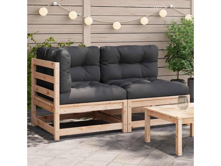 vidaXL Gartensofa mit Kissen 2-Sitzer Massivholz Kiefer