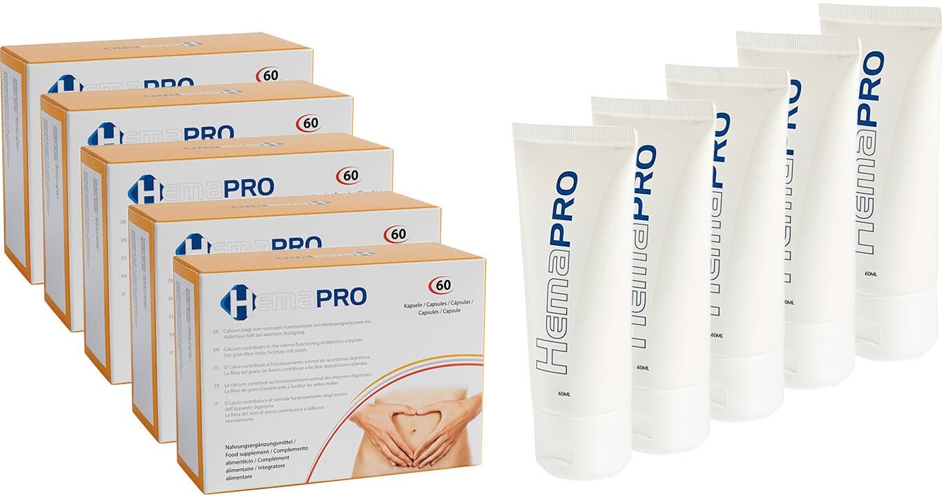 Hemapro Pack Crema 5x60 ml + Pills 5x60 caps