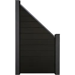 KAHRS Solid BPC-Zaunset schräg, Schwarz, 1,9x90/180x90 cm, ohne Pfosten