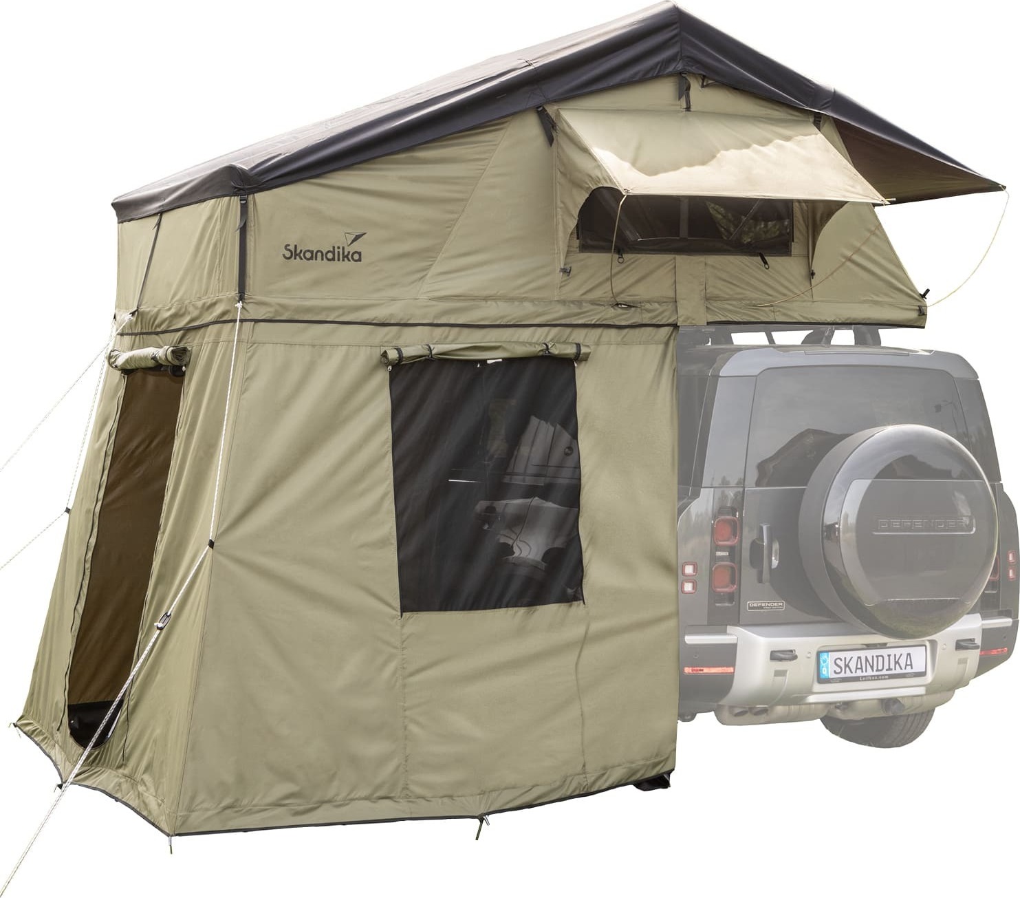 Skandika Dachzelt Freeland 240 x 160 Plus | Autodachzelt für 2-3 Personen, Autozelt mit Vorzelt, Softcover, wasserfest 2500 mm, Eingang und Fenster