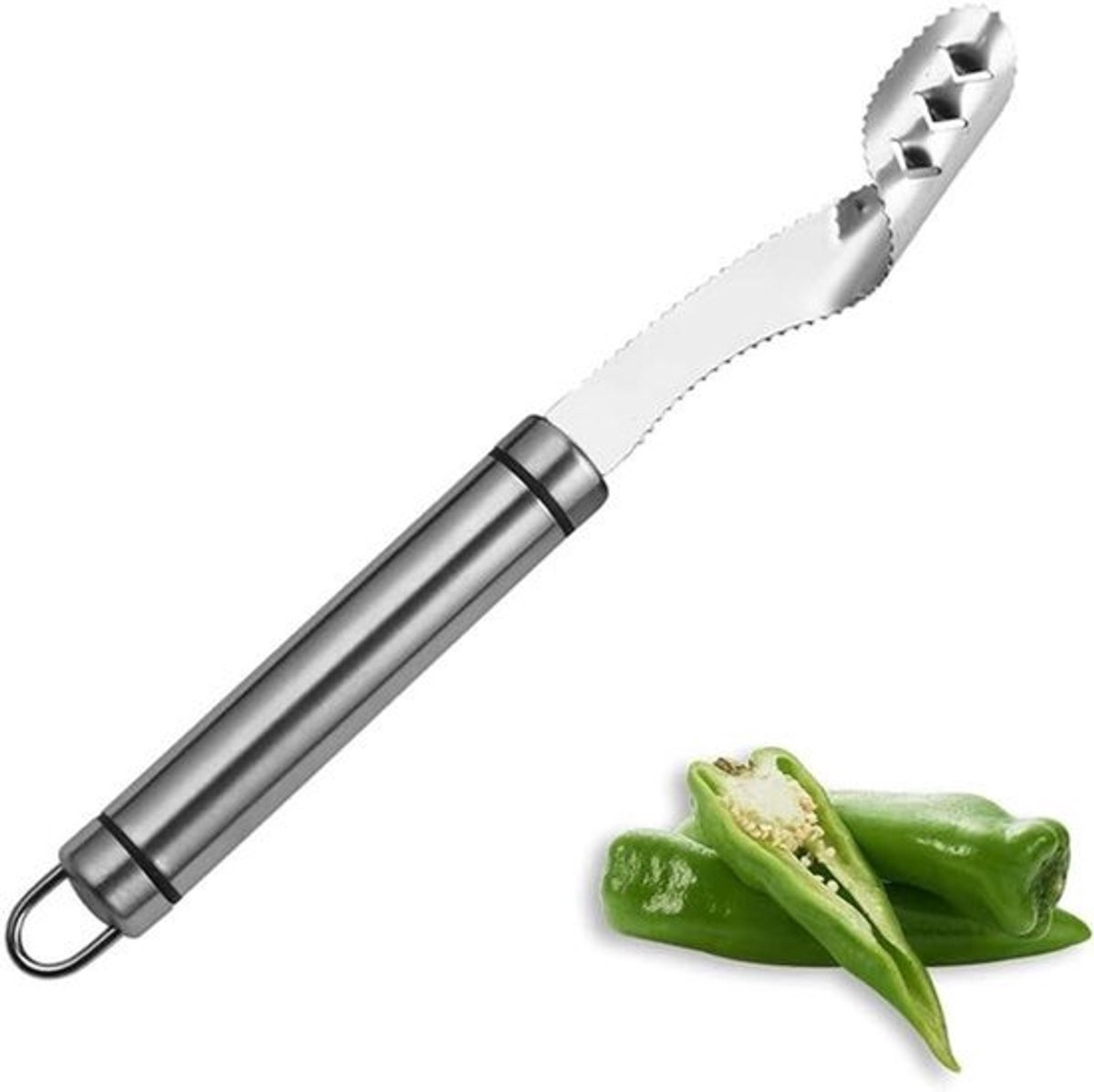 RVS Corer voor Chili Pepers en Jalapeño - Zilver