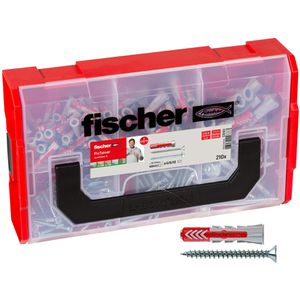Fischer Schrauben-Dübel-Set 536162, DuoPower FIXtainer, Universaldübel in 3 Größen & Schrauben, 210-teilig, 60 Stück