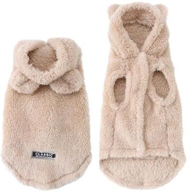 Uplifted Goods Cozy Rabbit Ear Pet Fleece Hoodie khaki xs