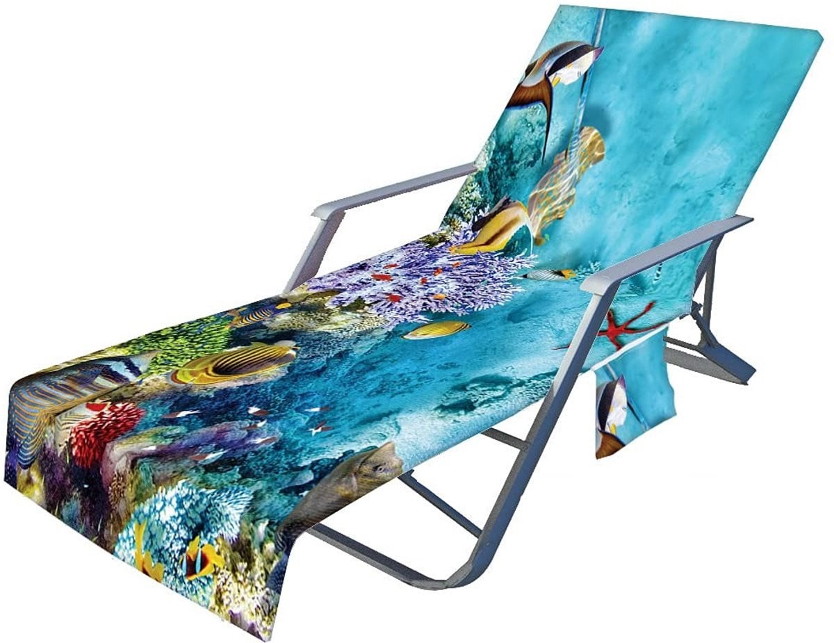 Solidchoice Microfiber Strandlaken voor Ligstoelen met Zijvak