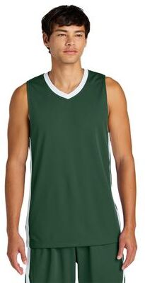 Sport-Tek ST900 Athletic Rival Basketball Rev Jersey T-Shirt in Forest Green/White size 4XL   Polyester