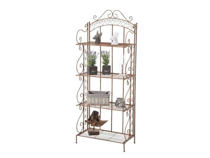 furnicato Standregal Antje 153x61x33 cm braun, 1-tlg., Klappbares Metallregal mit Verzierungen im antiken Landhausstil