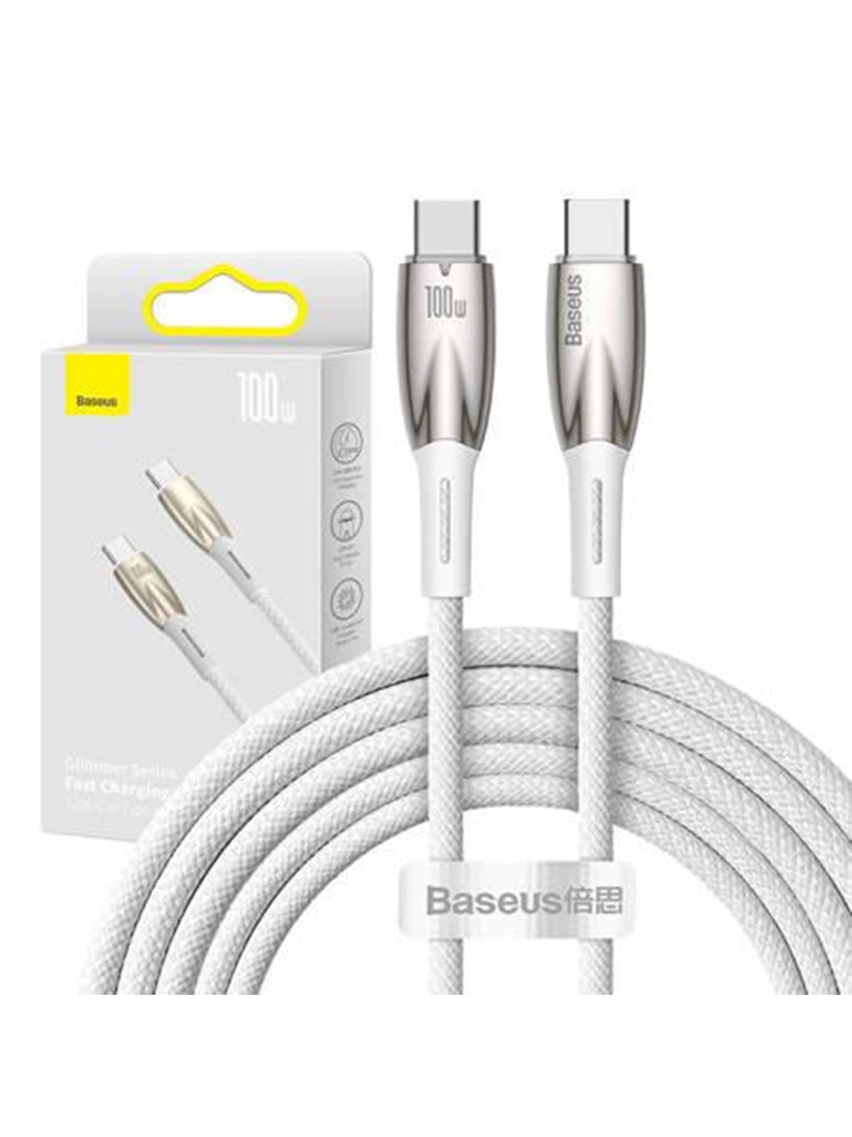 Baseus USB-C cable for USB-C Glimmer Series 100W 2m (White)