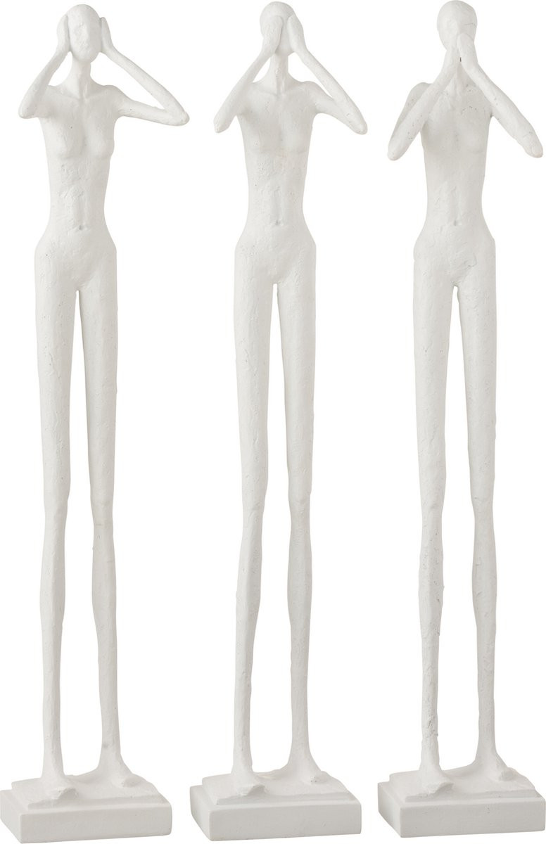 J-Line Horen Zien Zwijgen decoratieve figuren - wit - polyresin - 3 stuks
