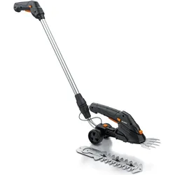 Brandson, Heckenschere, Akku Grasschere, elektrische Garten Strauchschere, Teleskopstange 90-130 cm mit Rädern, Rasenschere (Akkubetrieb, Netzbetrieb)
