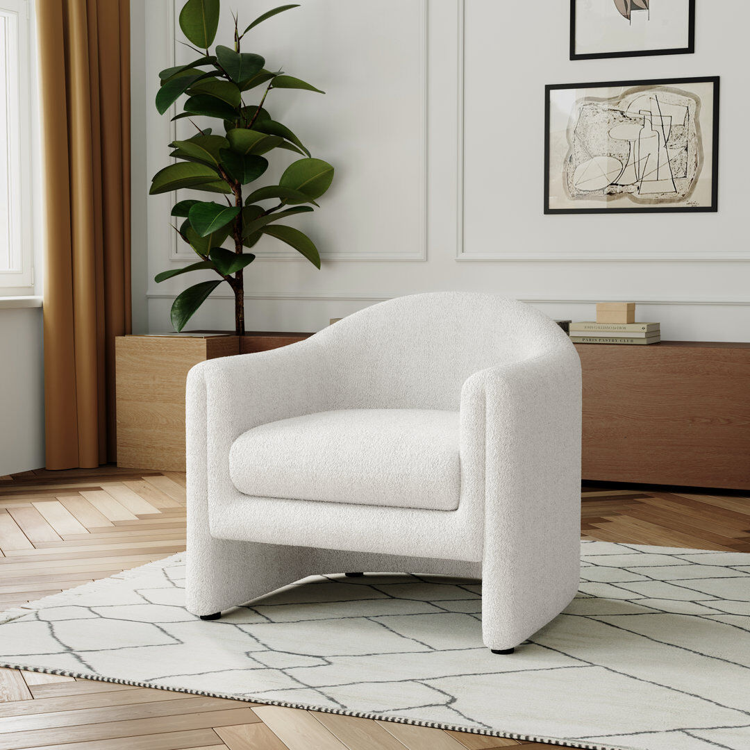 Pia Ricco Esly 82Cm Wide Barrel Chair White Teddy 74.93cm H X 82.04cm W X 77.98cm D